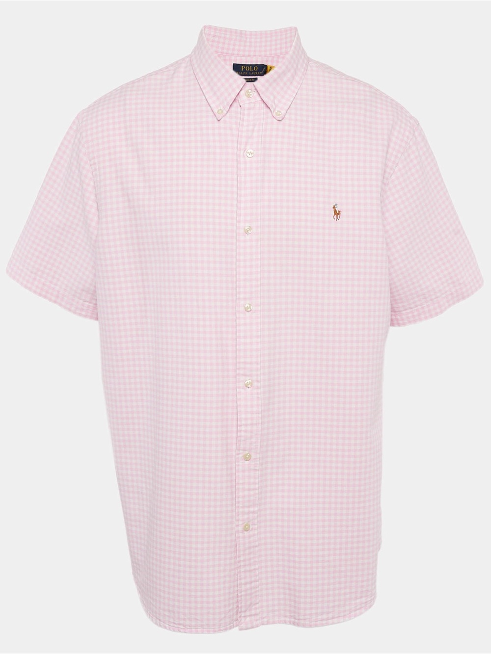 Ralph Lauren Pink Gingham Short-Sleeve Button-Down Shirt